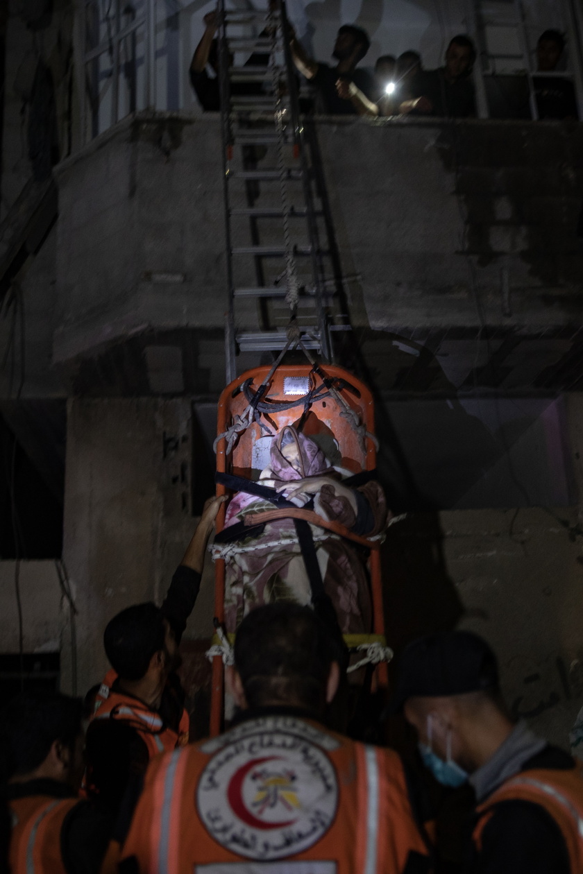 Rescue operation following Israeli airstrike in Rafa refugee camp