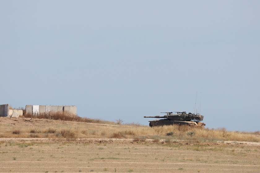 Israeli troops gather near the Gaza border, southern Israel