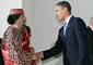 Il presidente degli Stati Uniti, Barack Obama e Muammar al-Gheddafi il 9 luglio 2009 © Ansa