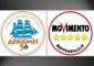 Il logo del movimento greco 'Dracma,  e il logo di M5S © Ansa