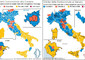 Elezioni, mappa d'Italia colorata con le coalizioni, il cui candidato ha vinto i collegi uninominali per il Senato e la Camera © ANSA