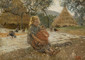 Cesare Ciani Bambini sull’aia, 1901 Olio su tela, 23,5x50,5 cm Collezione privata © Ansa