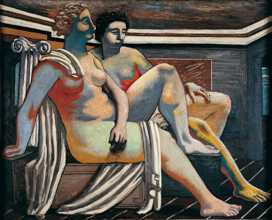 "Due figure mitologiche" (1927) di Giorgio De Chirico, uno degli artisti rappresentati alla mostra "Amore & Psiche"