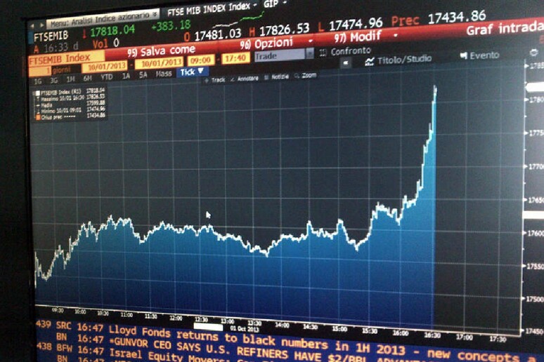 Un grafico con l 'andamento della Borsa di Milano il primo ottobre 2013 - RIPRODUZIONE RISERVATA