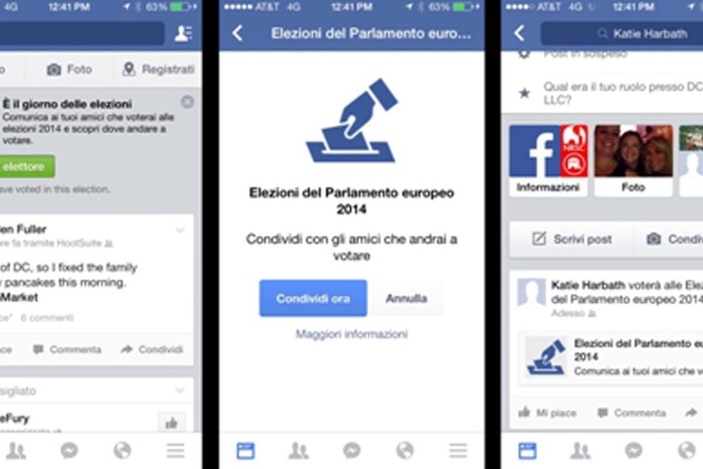 Facebook, pulsante  'Sono un elettore ' - RIPRODUZIONE RISERVATA