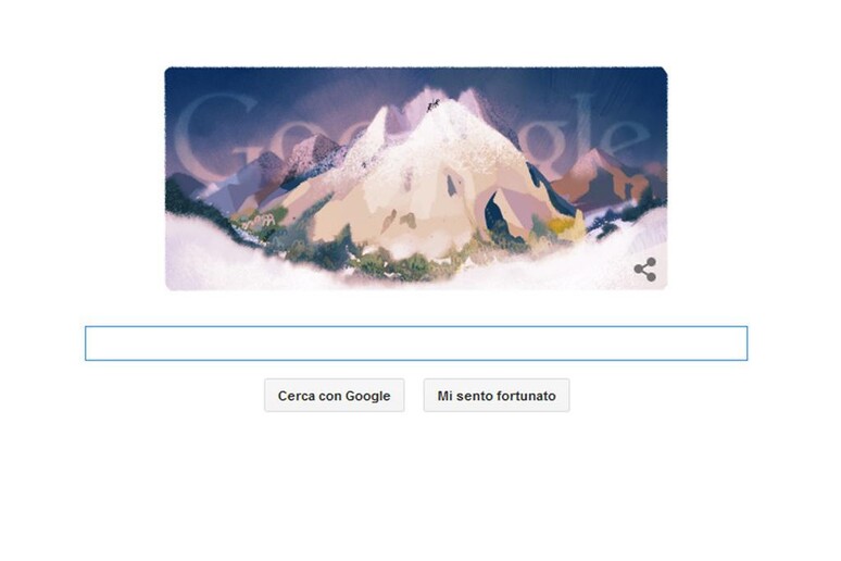Doodle di Google dedicato alla prima ascensione del Monte Bianco (8 agosto 1876) - RIPRODUZIONE RISERVATA