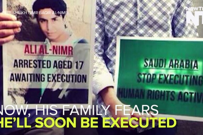 Campagna per fermare l 'esecuzione del giovane attivista Ali al-Nimr, condannato a morte in Arabia Saudita per aver partecipato da minorenne a una manifestazione contro il regime -     RIPRODUZIONE RISERVATA
