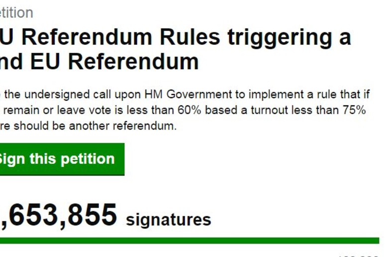 Petizione per un nuovo referendum sulla Brexit - RIPRODUZIONE RISERVATA