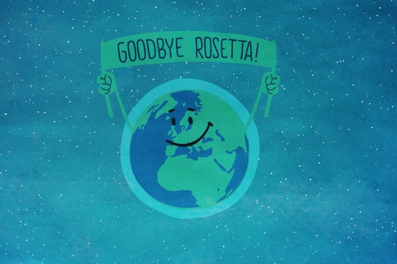 Una delle cartoline di saluto dedicate alla Sonda Rosetta dall ' l 'Agenzia Spaziale Europea sul suo account twitter - RIPRODUZIONE RISERVATA