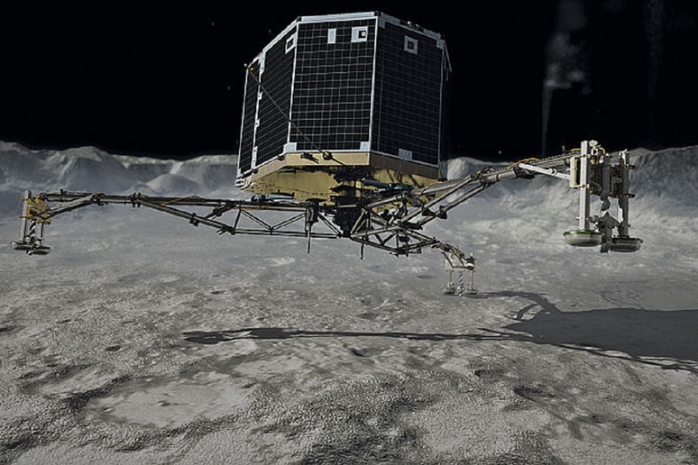 Rappresentazione artistica di Philae mentre sta per posarsi sulla cometa (fonte: DLR German Aerospace Center) - RIPRODUZIONE RISERVATA