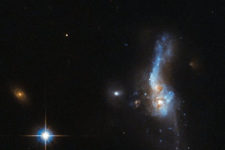 IRAS 14348-1447 (Infrared Astronomical Satellite) è la spirale scintillante fotografata dal telescopio Hubble nata dalla collisione di due galassie (fonte: ESA/Hubble &amp; NASA) - RIPRODUZIONE RISERVATA