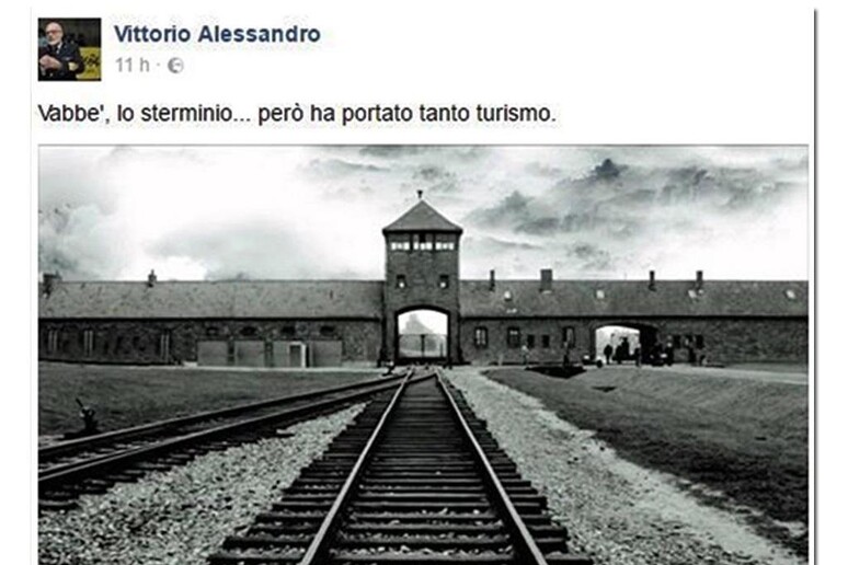 Il post di Vittorio Alessandro, poi rimosso da Facebook - RIPRODUZIONE RISERVATA
