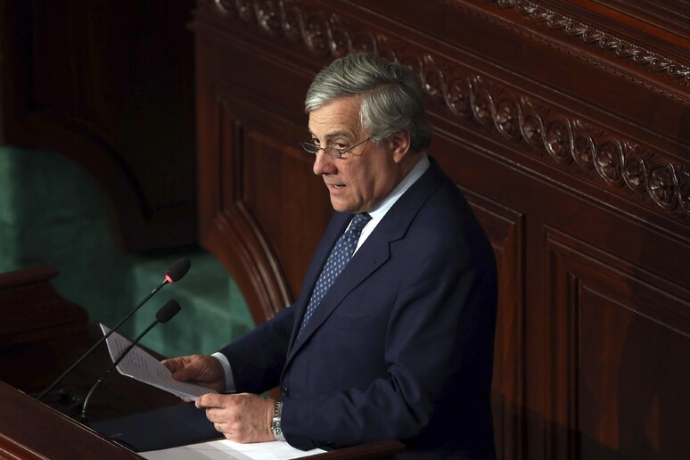 Discorso del presidente del Parlamento europeo Antonio Tajani al Parlamento tunisino © ANSA/AP