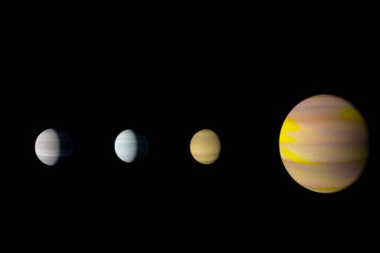 Rappresentazione artistica del sosia del Sistema Solare, che ruota intorno alla stella Kepler-90 (fonte: NASA/Wendy Stenzel) - RIPRODUZIONE RISERVATA