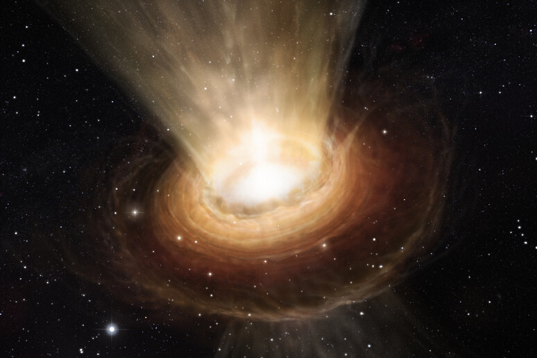Rappresentazione artistica di un buco nero (fonte: ESO/M. Kornmesser) - RIPRODUZIONE RISERVATA