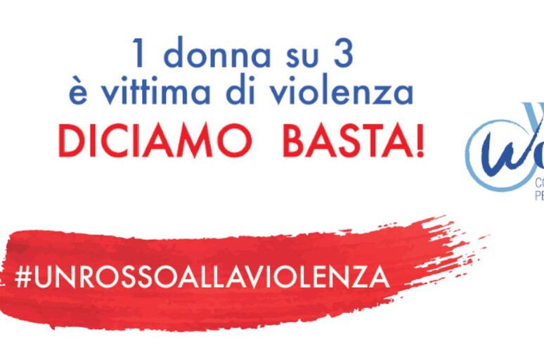 Il logo dell 'iniziativa #unrossoallaviolenza - RIPRODUZIONE RISERVATA