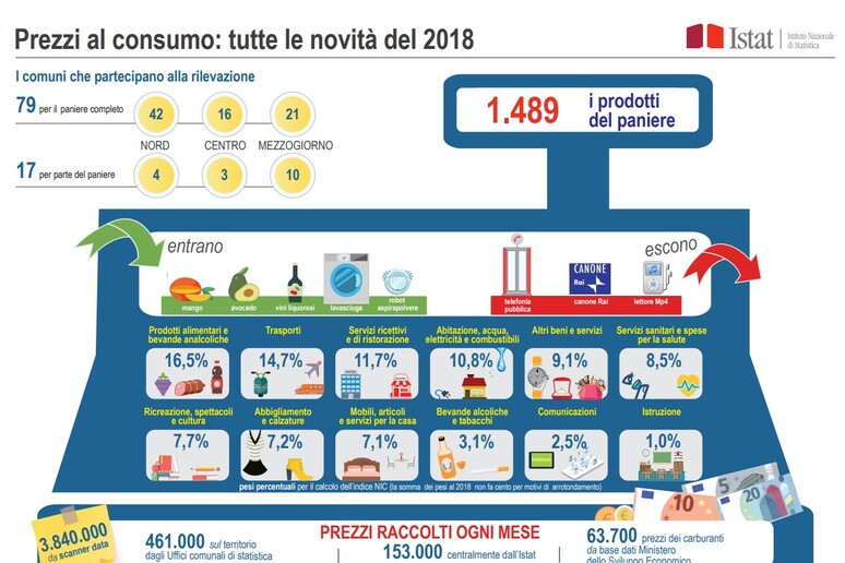Gli indici dei prezzi al consumo: aggiornamenti del paniere © ANSA/Istat