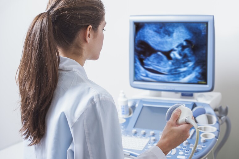 L 'immagine di una ecografia in gravidanza - RIPRODUZIONE RISERVATA