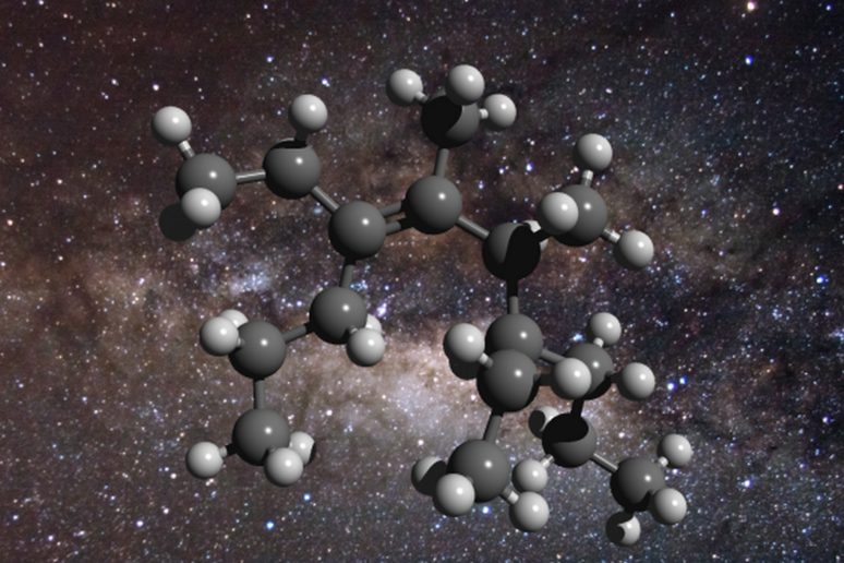 Rappresentazione grafica della struttura delle molecole di carbonio legate all 'idrogeno, che costituiscono il  'grasso ' interstellare (fonte: D. Young (2011), The Galactic Center. Flickr – CreativeCommons) - RIPRODUZIONE RISERVATA