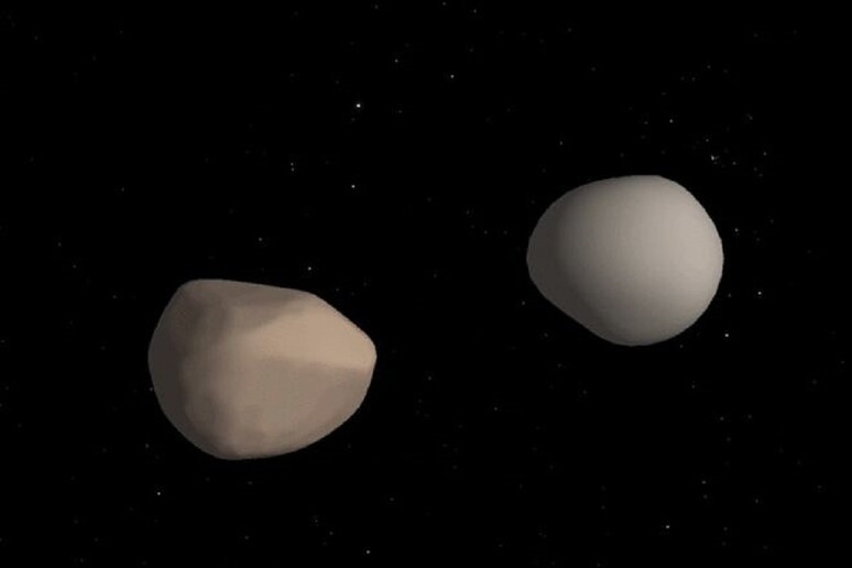 Rappresentazione artistica della coppia di asteroidi 2017 YE5 (fonte: NASA/JPL-Caltech) - RIPRODUZIONE RISERVATA