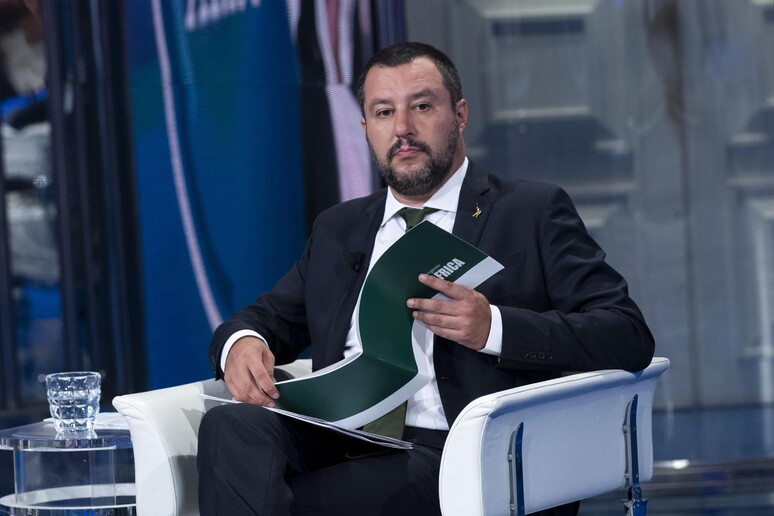 Matteo Salvini ieri a  'Porta a Porta ' - RIPRODUZIONE RISERVATA