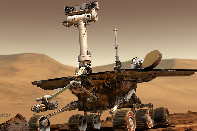 Rappresentazione artistica del rover Opportunity della Nasa, che 15 anni fa ha cominciato a esplorare Marte (fonte: NASA/JPL/Cornell University) - RIPRODUZIONE RISERVATA