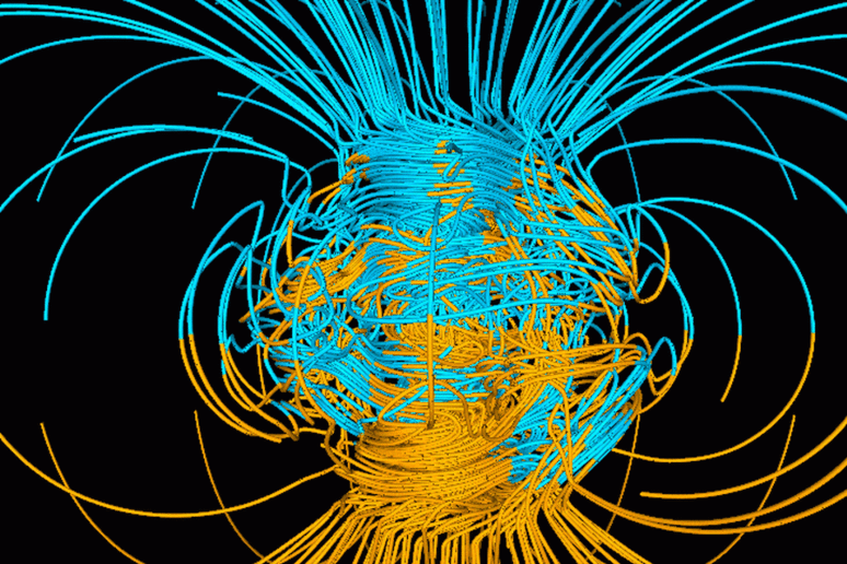 Rappresentazione grafica del campo magnetico terrestre (fonte: Wikipedia) - RIPRODUZIONE RISERVATA