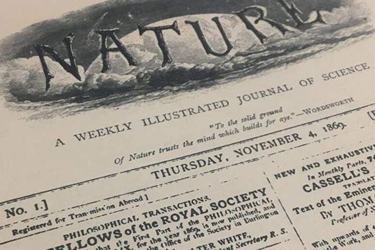 Il primo numero della rivista Nature, pubblicato il 4 novembre 1869 (fonte: Nature) - RIPRODUZIONE RISERVATA