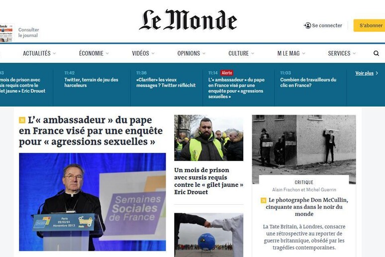 Le Monde,  'aperta inchiesta su nunzio a Parigi ' - RIPRODUZIONE RISERVATA