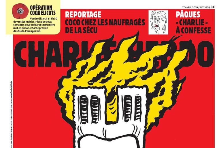 Notre-Dame: Charlie Hebdo, incendio su testa Macron - RIPRODUZIONE RISERVATA