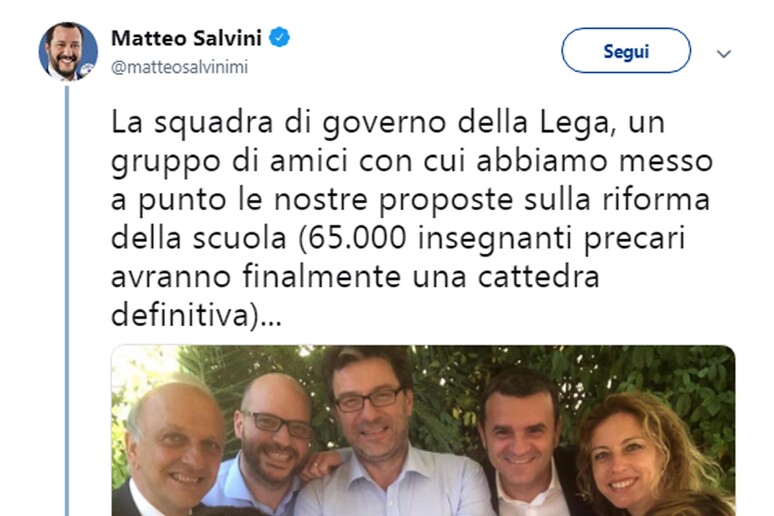 La foto postata su Facebook da Salvini - RIPRODUZIONE RISERVATA