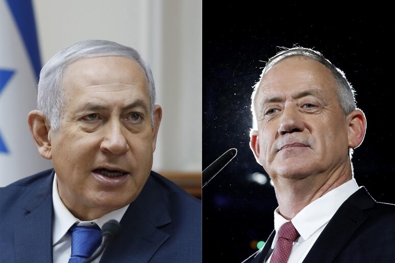 Benyamin Netanyahu e Benny Gantz - RIPRODUZIONE RISERVATA