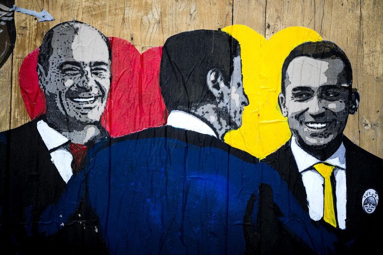 Il murales di Tvboy dopo la nascita del governo Conte - RIPRODUZIONE RISERVATA