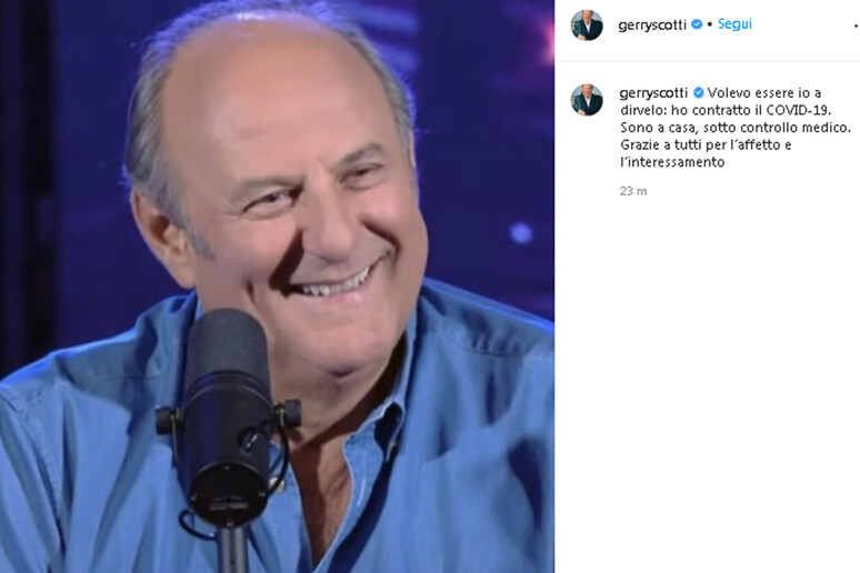 Gerry Scotti su Instagram: "Sono positivo al Covid-19" - RIPRODUZIONE RISERVATA