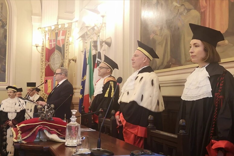 Inaugurazione anno accademico Universit?? Sassari, il retto Massimo Carpinelli e la portavoce Unhcr Carlotta Sami - RIPRODUZIONE RISERVATA