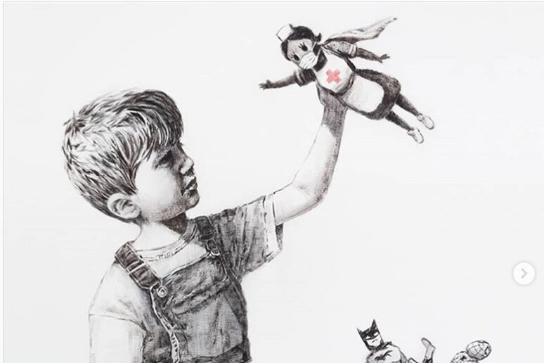 Coronavirus: Banksy omaggia medici con disegno per ospedale - RIPRODUZIONE RISERVATA