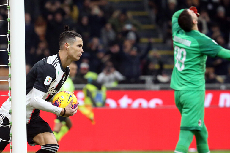 Cristiano Ronaldo a segno in Milan-Juventus - RIPRODUZIONE RISERVATA