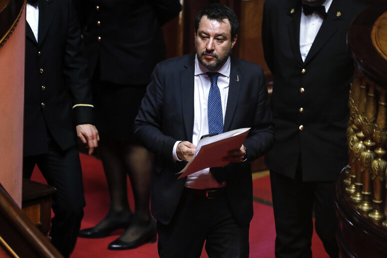 Matteo Salvini in Aula al momento della discussione sul caso Gregoretti - RIPRODUZIONE RISERVATA