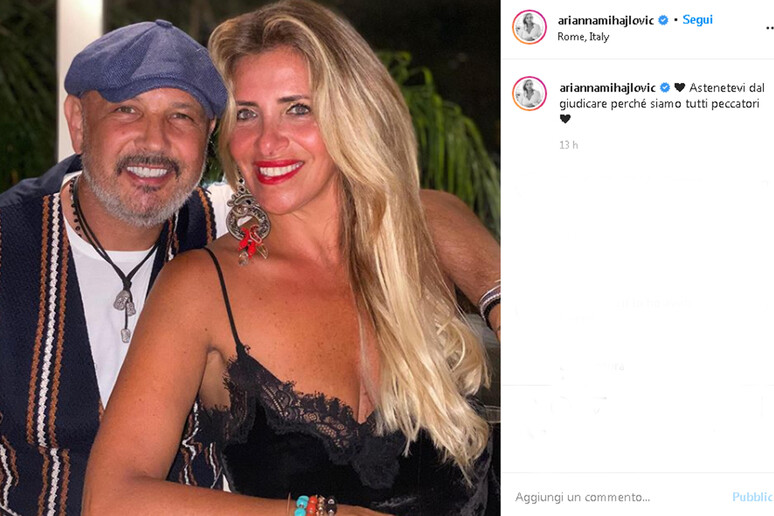 Il post su Instagram di Arianna Rapaccioni, la moglie dell 'allenatore del Bologna Sinisa Mihajlovic - RIPRODUZIONE RISERVATA