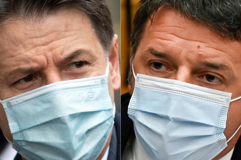 Giuseppe Conte e Matteo Renzi in due foto di archivio © ANSA/AFP