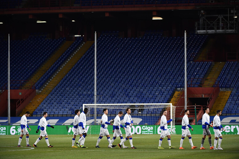 Lo stadio vuoto per le misure anti Covid durante la partita Sampdoria-Udinese - RIPRODUZIONE RISERVATA
