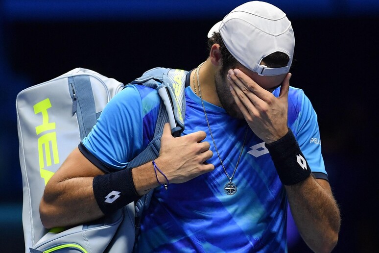 Atp Finals: Berrettini non ce la fa, lascia in lacrime, 14 novembre 2021 © ANSA/AFP
