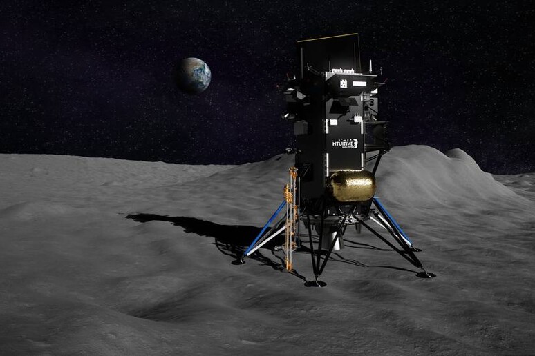 Rappresentazione artistica del lander Nova-C destinato a cercare acqua sulla Luna (fonte:  Intuitive Machines) - RIPRODUZIONE RISERVATA