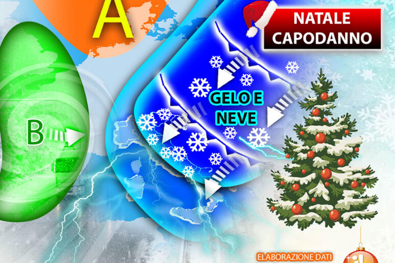 La grafica del meteo a Natale e Capodanno - RIPRODUZIONE RISERVATA