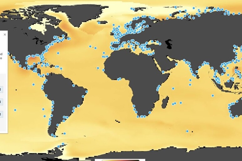 Particolare della mappa interattiva sul livello dei mari elaborata dalla Nasa sulla base dei dati satellitari (fonte: NASA/JPL-Caltech) - RIPRODUZIONE RISERVATA