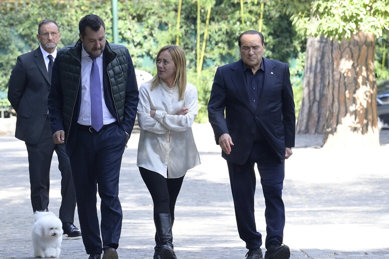 Matteo Salvini, Giorgia Meloni e Silvio Berlusconi - RIPRODUZIONE RISERVATA