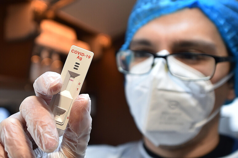 Un operatore sanitario analizza un test - RIPRODUZIONE RISERVATA