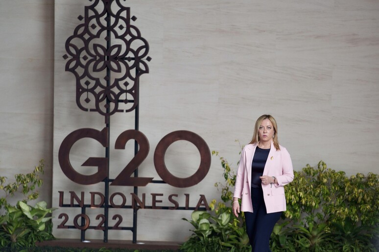 La premier Giorgia Meloni al G20 di Bali - RIPRODUZIONE RISERVATA