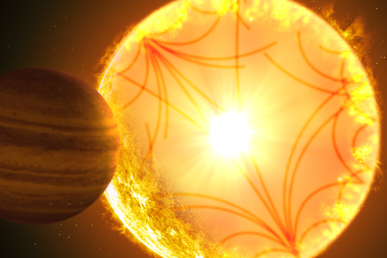 Raffigurazione artistica del pianeta Kepler-1658b e della sua stella (Fonte: Gabriel Perez Diaz/Instituto de Astrofísica de Canarias) - RIPRODUZIONE RISERVATA