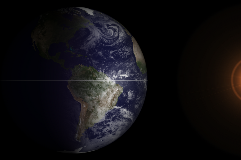 L 'equinozio di primavera del 2013 visto dal satellite Goes (fonte: NOAA) - RIPRODUZIONE RISERVATA
